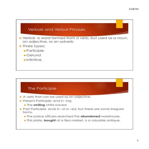 Comprehensive Guide to Verbals: Participles, Gerunds, and Infinitives ...