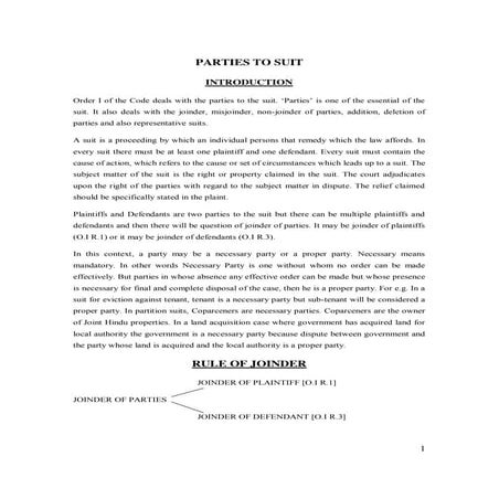 Parties to suit joinder non joinder 