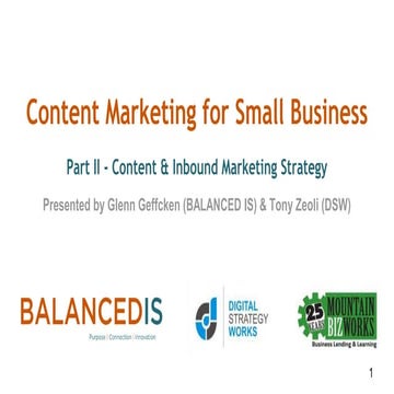 Content Marketing for Small Business, Part 2