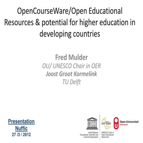 OpenCourseWare/Open Educational Resources & potential for higher education in developing countries 