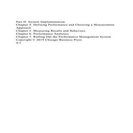 Part II System ImplementationChapter 4 Defining Performance .docx