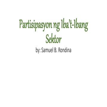 Partisipasyon ng iba’t ibang sektor