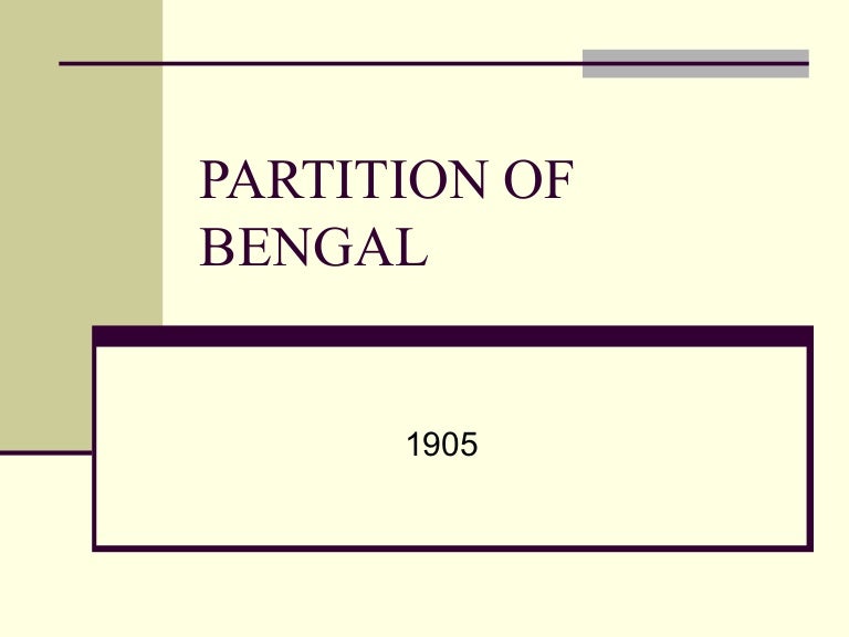Partition Of Bengal