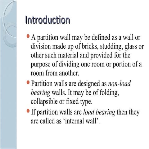 Partition walls 