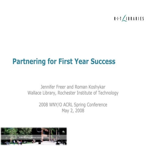 Partnering For First Year Success