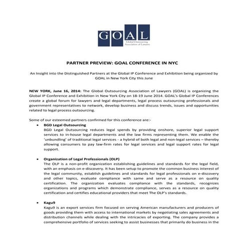 Global outsourcing association of lawyers (goal)