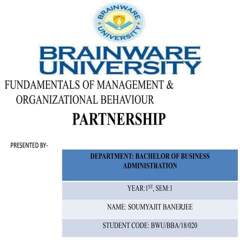 Power point presentation On Partnership