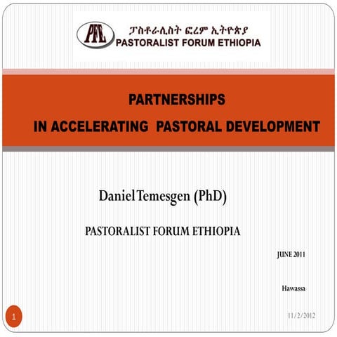 Partnership in  Aceelerating Pastoral Development by daniel temesgen