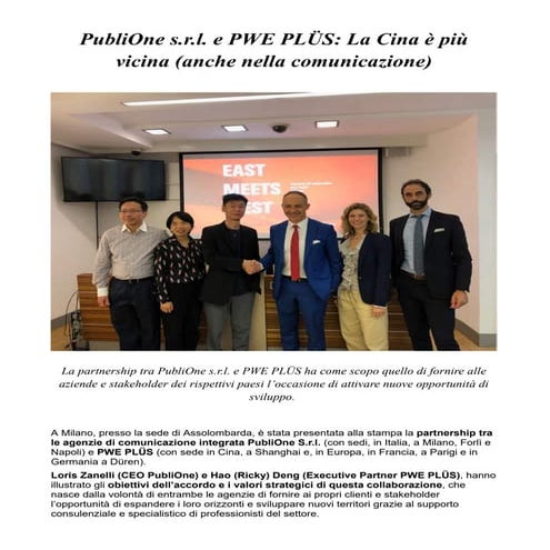 Partnership publi one presentata in assolombarda la nuova collaborazione con pwe plus