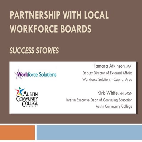 Partnerships With Workforce Boards - NCCET