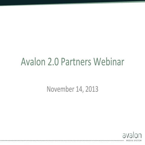 Avalon 2.0 Partners Webinar