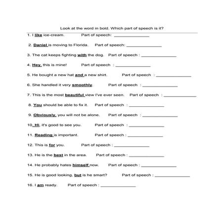 แบบฝึกหัดPart of speech