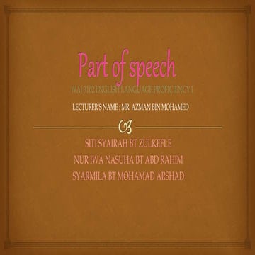 WAJ3022 English Language Proficiency Part of speech