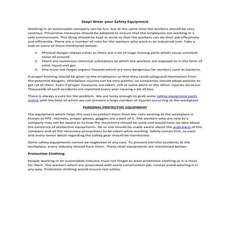 Top 20 must-Have Industrial Safety Equipment for Every Workplace | PDF