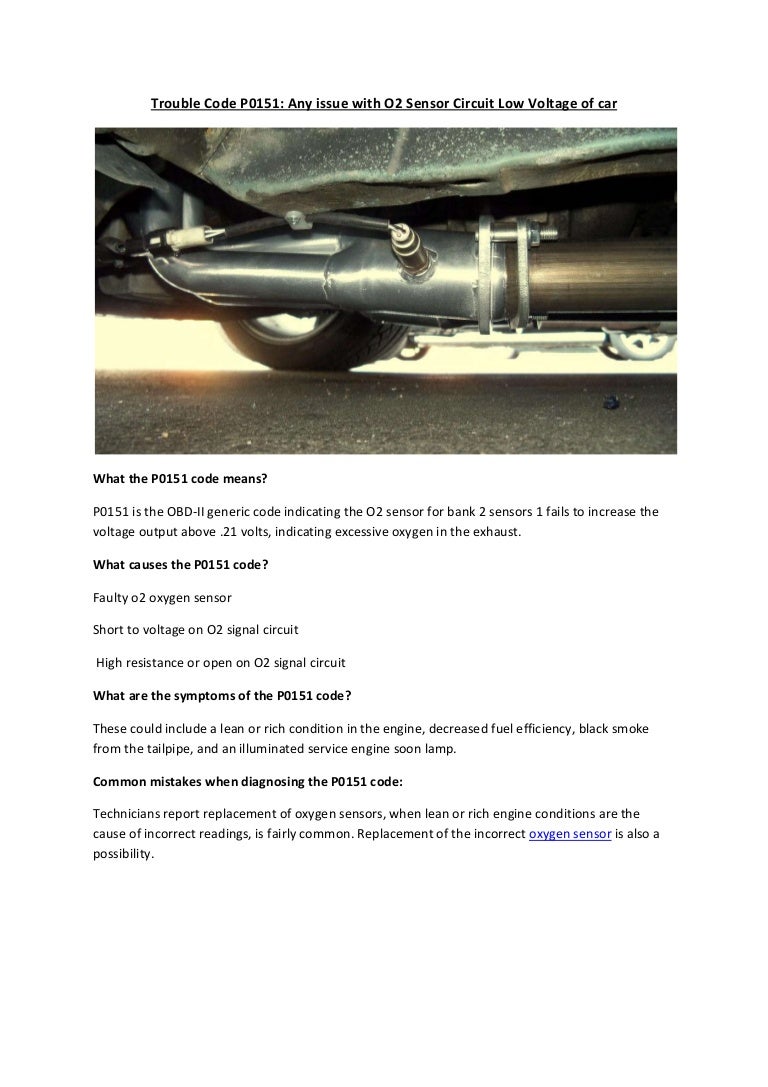 Partsavatar Canada Trouble Code P0151 Any Issue With O2 Sensor Cir