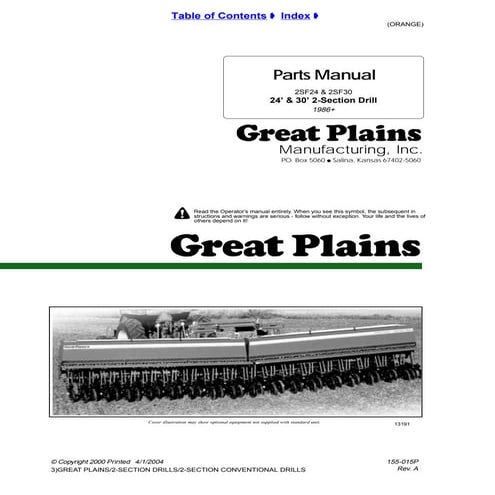 Great plains parts manual 24 & 30 Section drill | PDF