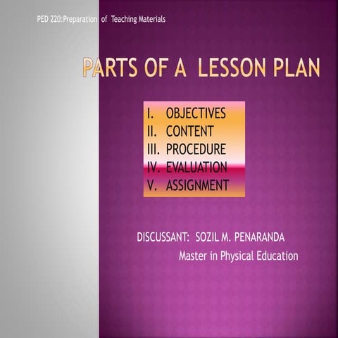 Parts of a lesson plan | PPT