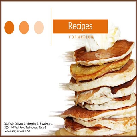 Parts of a recipe presentation