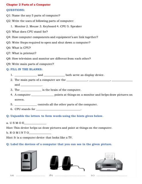 Computer basics worksheet | PDF