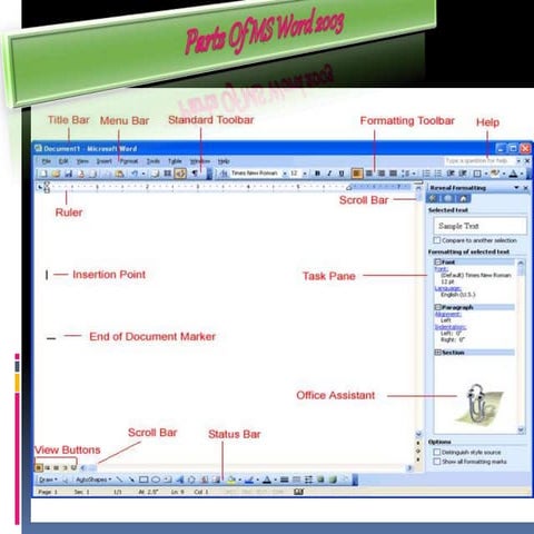 Parts of ms word2003