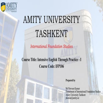 Parts of Speech in English - IFS English Amity Tashkent