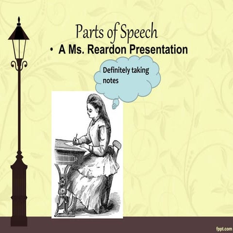 Parts of speech (vocab intro) with root suffix prefix (examples from the delu...