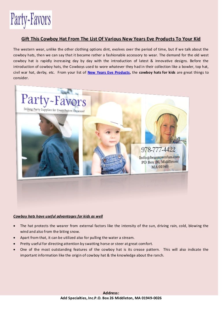 kids cowboy hat party favors