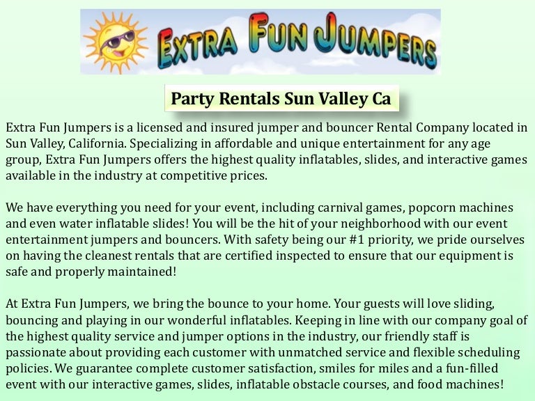 Party Rentals Sun Valley CA