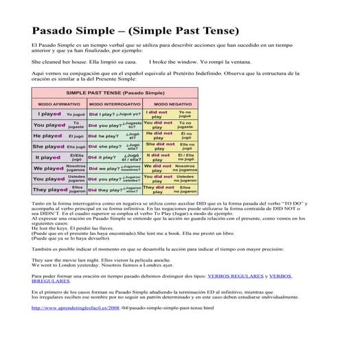 Pasado simple  grado 9