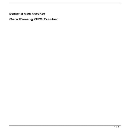 Pasang Gps Tracker Pdf