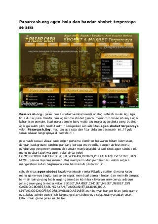 Pasarcash.org agen bola sbobet indonesia