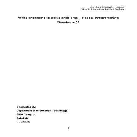 Pascal for beginers tute | PDF