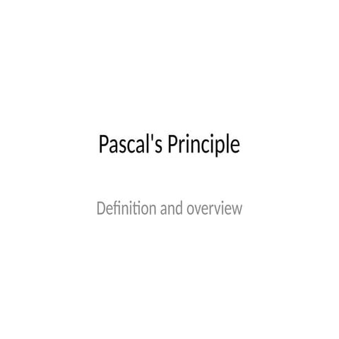 Pascal's principle | PPT