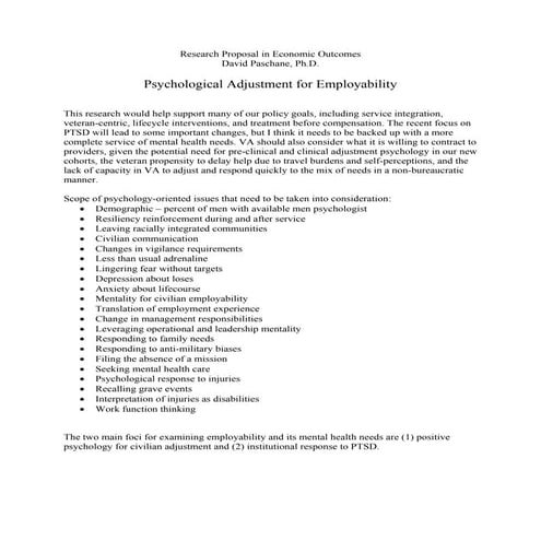 Psychological Adjustment For Employability