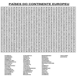 Caça Palavras - Países do continent...