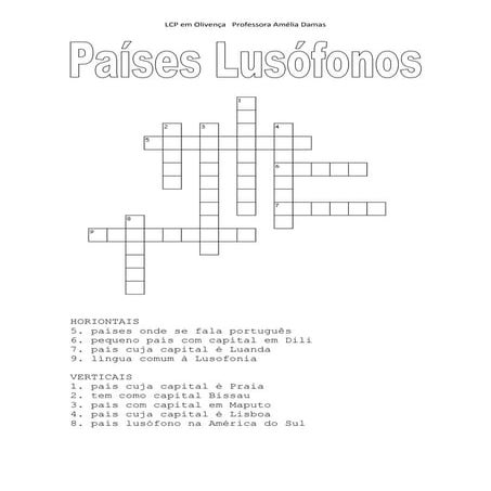 Países lusófonos crucigramas