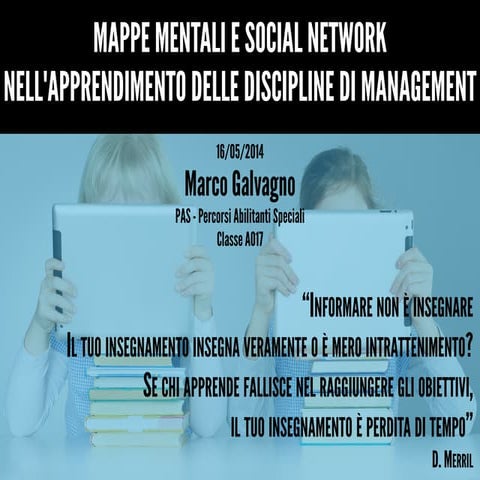 MAPPE MENTALI E SOCIAL NETWORK NELL'APPRENDIMENTO 