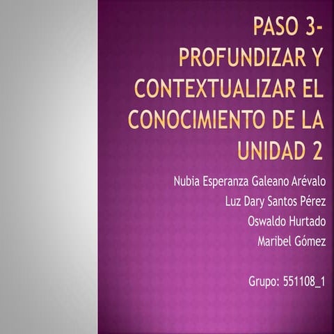 Paso 3  profundizar y contextualizar el conocimiento de la unidad 2