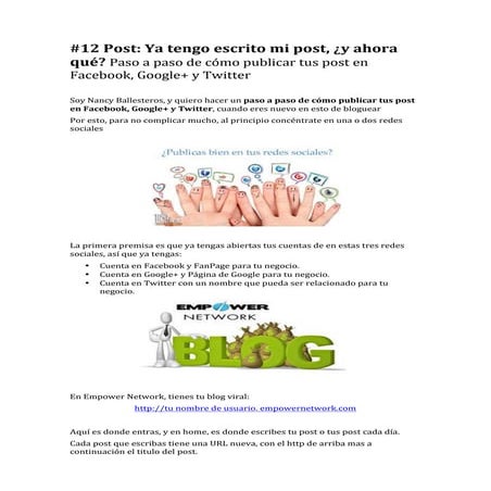 Paso a paso de como publicar facebook, google+ y twitter pdf