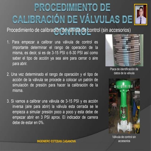 Paso para ajuste y verificacion de una valvula de control