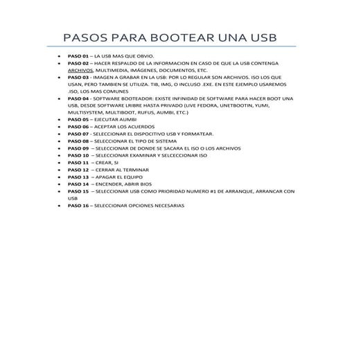 Pasos para bootear una usb | PDF