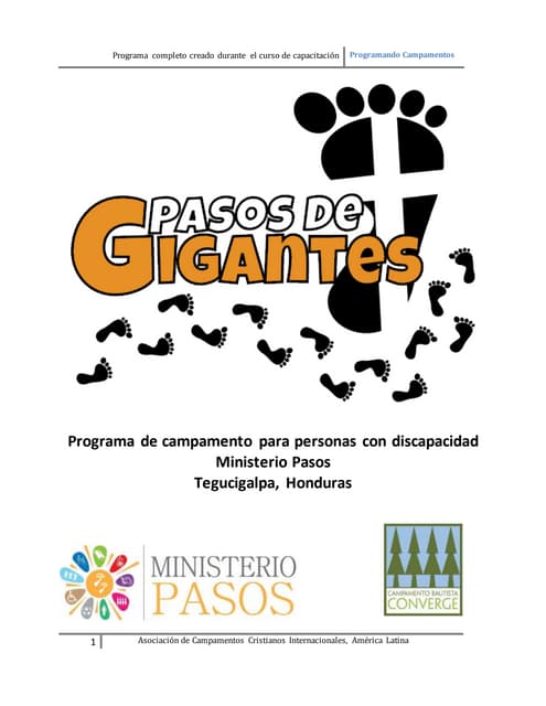 Programa de Campamento Cristiano para personas con discapacidades- Pasos de g...