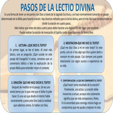 Pasos de la lectio divina y ejercicio