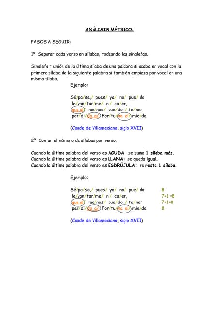 Pasos del analisis metrico