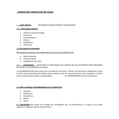 Guía para el análisis y evaluación de mi proyecto de aula | DOCX