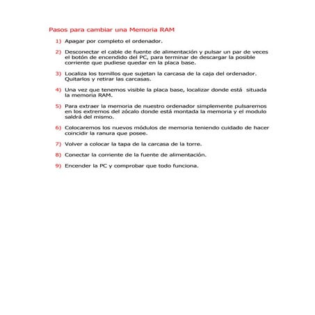 Pasos para cambiar una memoria ram