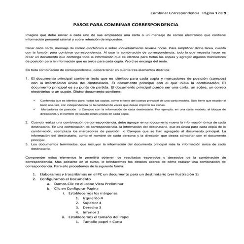 Pasos para combinar correspondencia