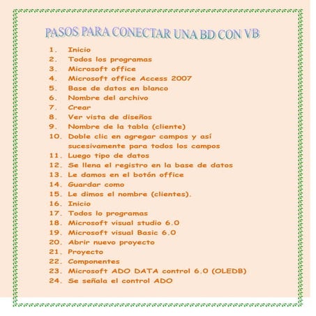 Pasos Para Conectar Una Base Datos Con Visual  B A S I C