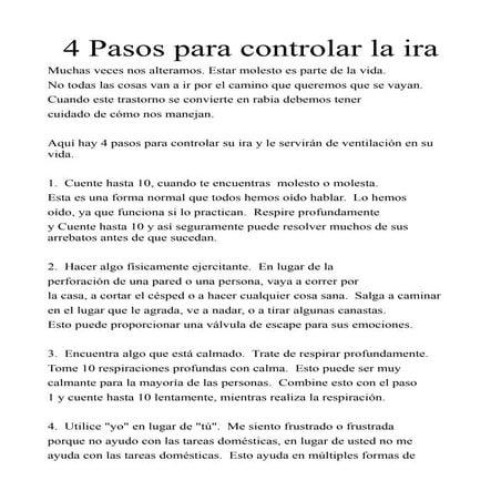 Pasos para controlar la ira