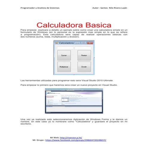 Pasos para crear calculadora en c# rivera y g